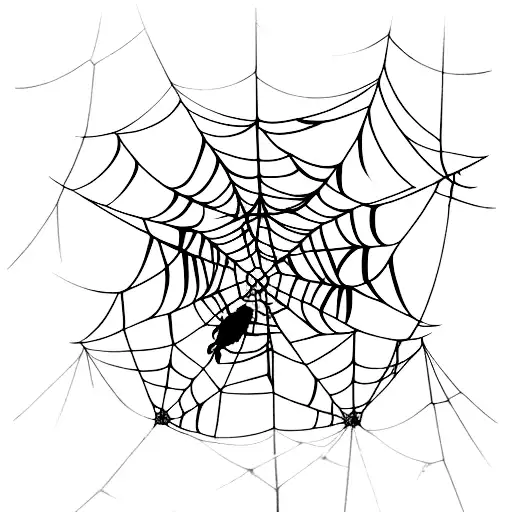 A Moonlit Forest With Spiders Weaving Their Webs In The Trees