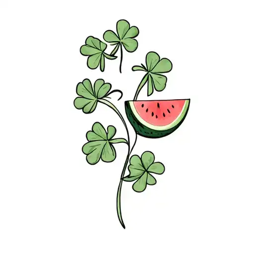 Watermelon And Four Leaf Clover Intertwined