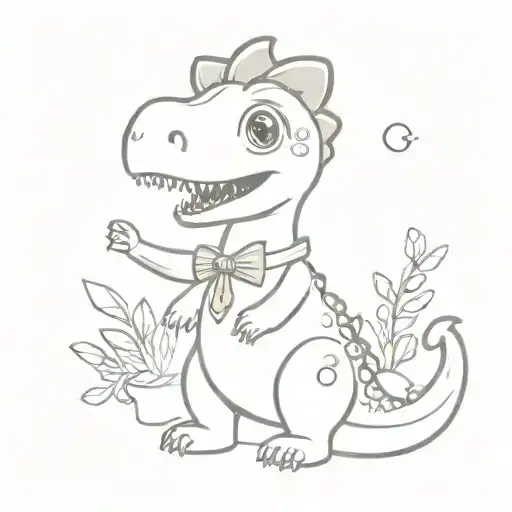Cute Dinosaur Wearing Bowtie