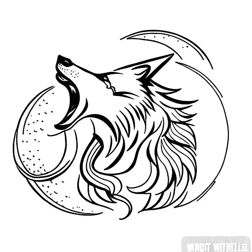 Wolf Head And Crescent Moon