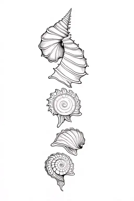 Fine Line Spine Different Seashells