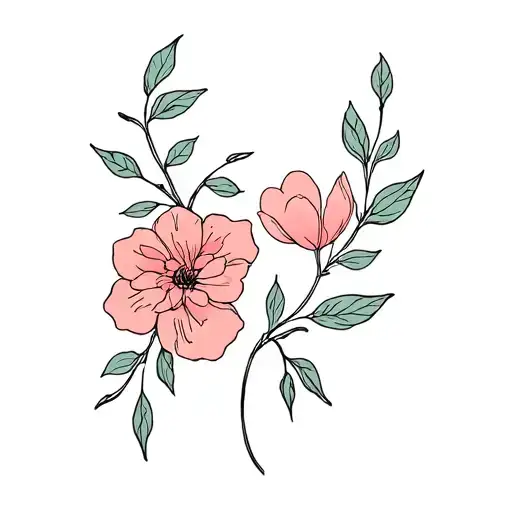 Fine Line Tattoo With April And October Birth Flowers On A Vine