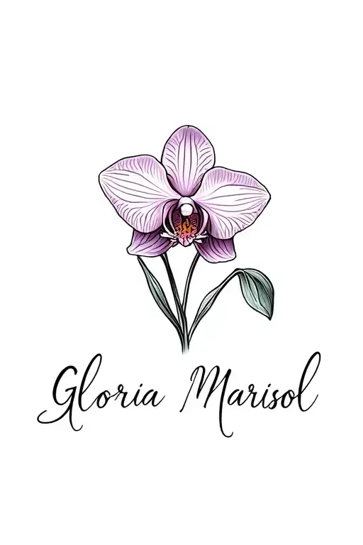 Design A Orchid Small Flower With The Name Gloria Marisol In Cursive