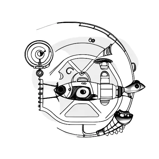 A Futuristic Robotic Fishing Rod Catching A Virtual Fish