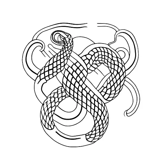 A Minimalist Tattoo Of A Snake Coiled Around A Dmt Molecule