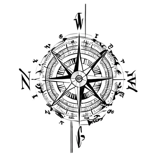 Compass With Rose As Needle