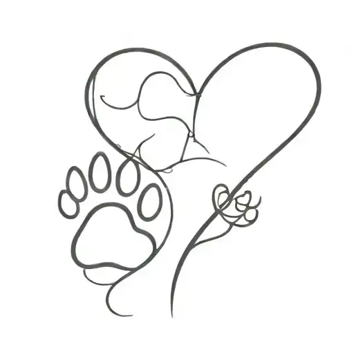 Heart And Cat Footprint Silhouette