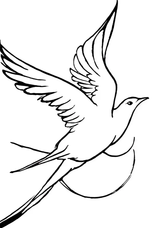 A Flowy Representation Of A Bird Flying Out From Darkness Into Freedom
