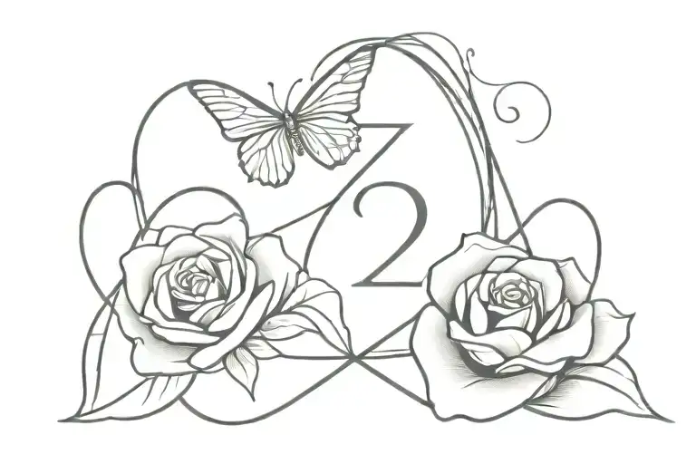 Angel Numbers 777 With Roses Intertwined Butterfly