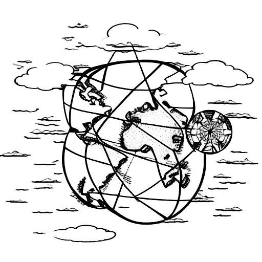 World Map With Airplane Flying Across