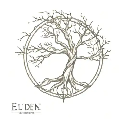 Combine The Elden Ring Logo With A Minimalist Tree Design