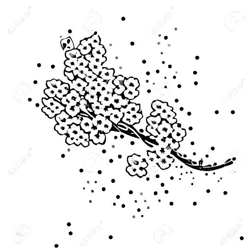 A Music Sheet With Cherry Blossom Petals Falling As Notes