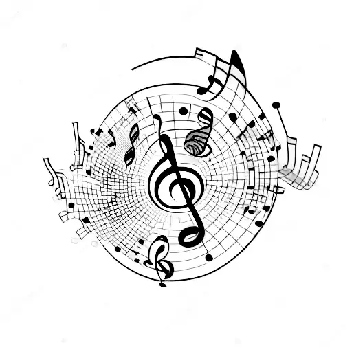 A Minimalist Tattoo Of A Music Note Intertwined With A Psychedelic Pattern