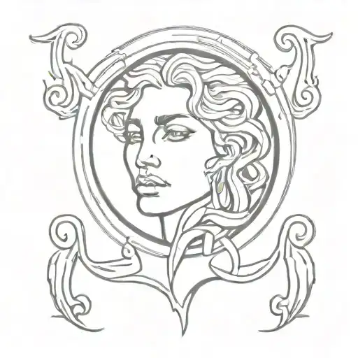 Medusa Gorgona Face In The Broken Mirror Reflection