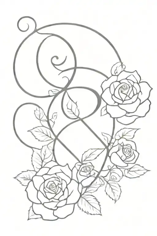Ampersand Symbol Surrounded By Roses