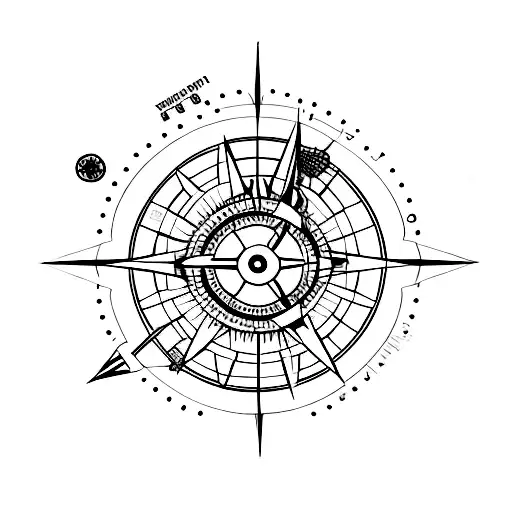 Adult Walking Towards The Horizon Accompanied By Child Holding Hands Inside A Compass