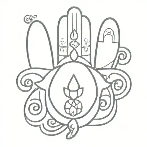 Cute Jewish Khamsa Simple Line Drawing