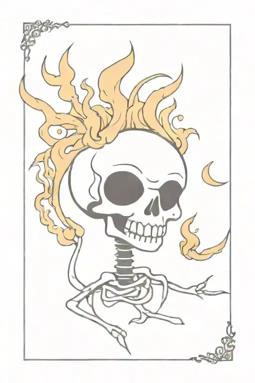 Cute Skeletan With Head On Fire