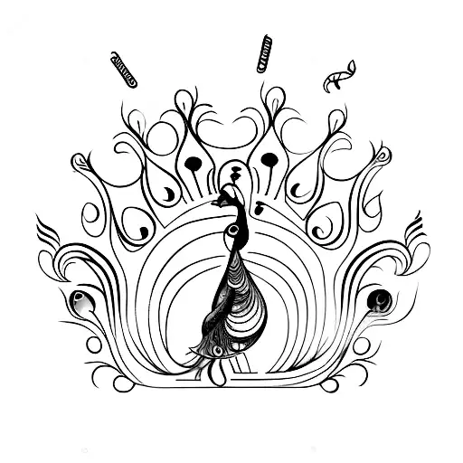 Peacock In Love With Musical Notes