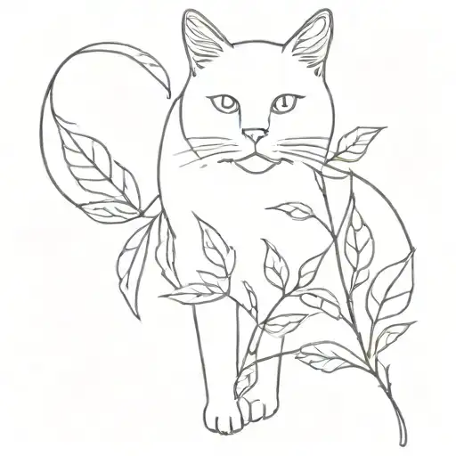 Cat With Leaves