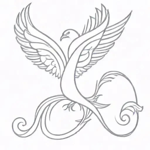 Feminine Phoenix Tattoo Thin Line Mexican Inspired