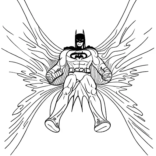 A Minimalist Tattoo Of Batman's Silhouette With Icarus Falling Beside Him