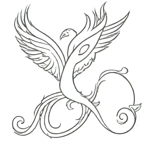 Feminine Phoenix Tattoo Thin Line