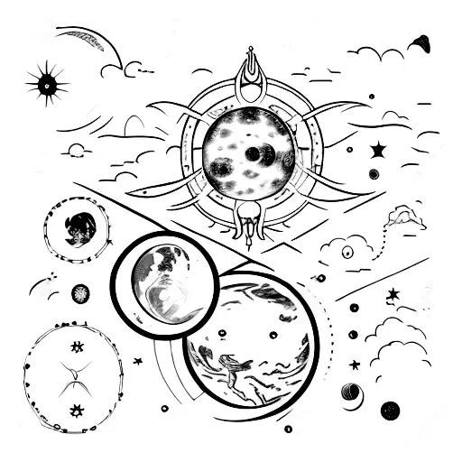 A Celestial Family Portrait With Each Member Representing A Planet Or Star