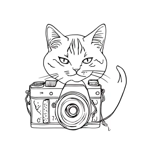 Cat And Camera Infused Together Symbolizing The Client's Patience Over Their Photography Journey