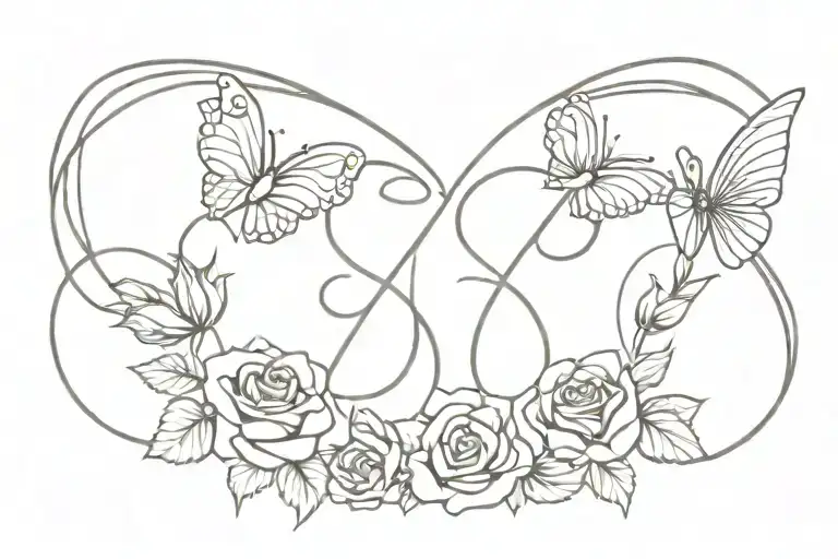 Angel Numbers 777 With Roses Intertwined Butterfly