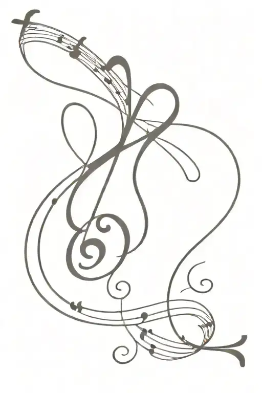 A Swirling Music Staff Intertwined With A Cross Design