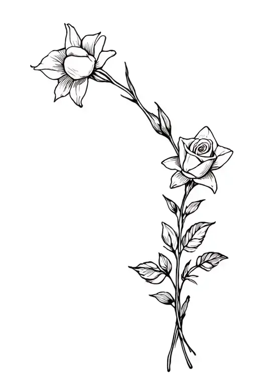 Rose And Daffodil Bouquet Wrapped Small For Hand Single Stems