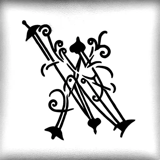 Three Musketeer Sabers Crossed With Sun And Ivy