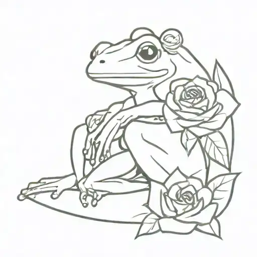 Frog Rose Angel Sitting Together