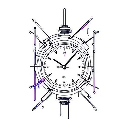 Clock Face With Cyber Punk Elements Like Neon Lights And Wires