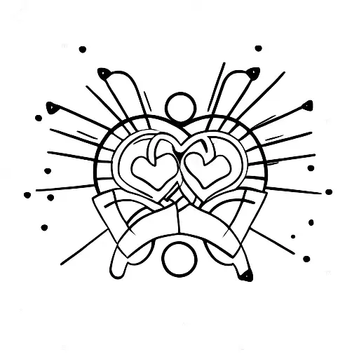 A Minimalist Tattoo Of Two Hands Forming A Heart Shape With Rays Of Sun Shining Through