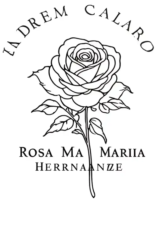 The Name Rosa Maria Hernandez With A Rose Intertwined With The Name