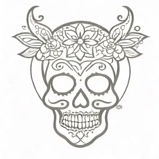 Mexican Sugar Skull With A Mandala And Medusa
