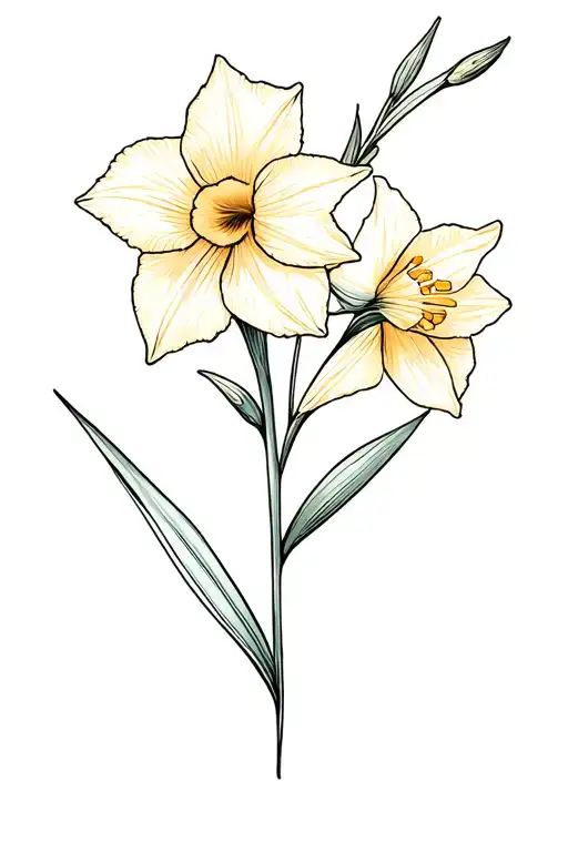Gladiolus And Daffodil Flower