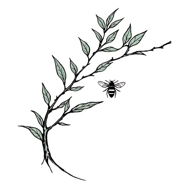 Fig Tree Branch With Bee