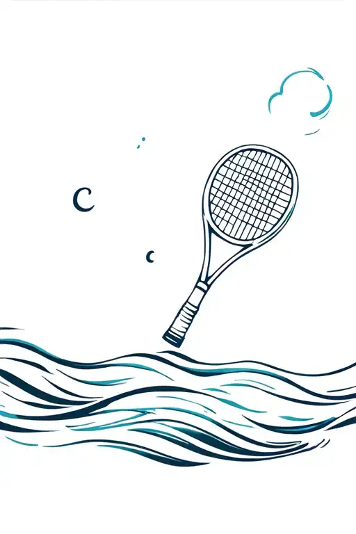 The Ocean Waves Combine Tennis Racket Tennis Ball