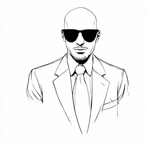 Bald Man In Black Sunglasses And Business Suit