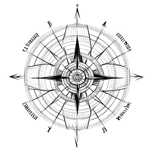 A Minimalist Tattoo Of A Blueprint With A Bridge And A Compass