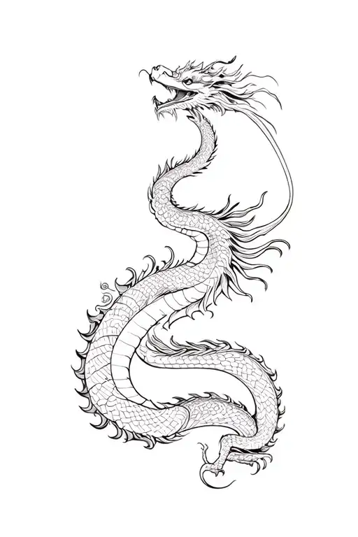 A Chinese Dragon Wrapped Around Arm With Traditional Elements
