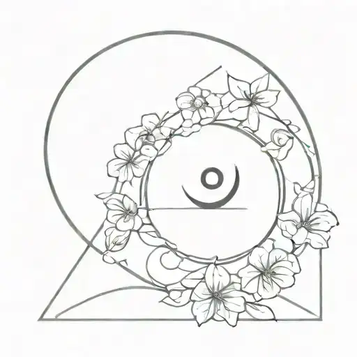 Moon Libra Symbole Flower Surrounded