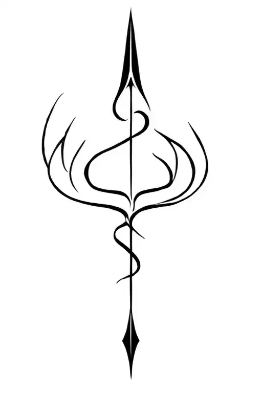 Generate A Line Tatoo With Trishool Meaning Trident Shiva And Hanuman