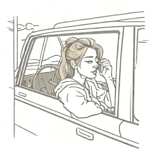 Girl Hanging Out Of Car Window Nostalgic Vibe Outside