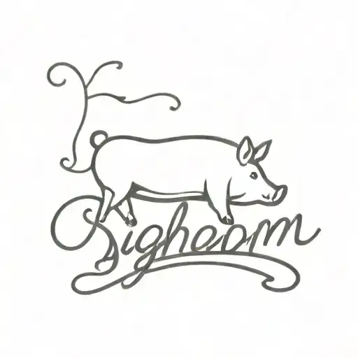 A Big Pork Ham With The Word 'Bigham' In Cursive At The Bottom
