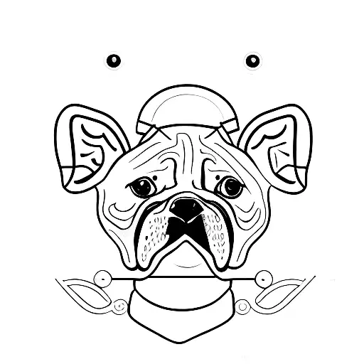 A Minimalist Tattoo Of A Dog With A Pill Capsule As Its Collar Charm