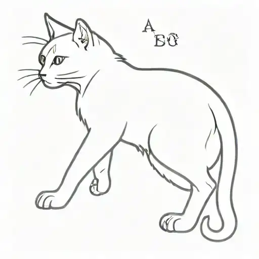 A Small Tattoo Of A Cat Silhouette With Binary Code Incorporated Into The Design